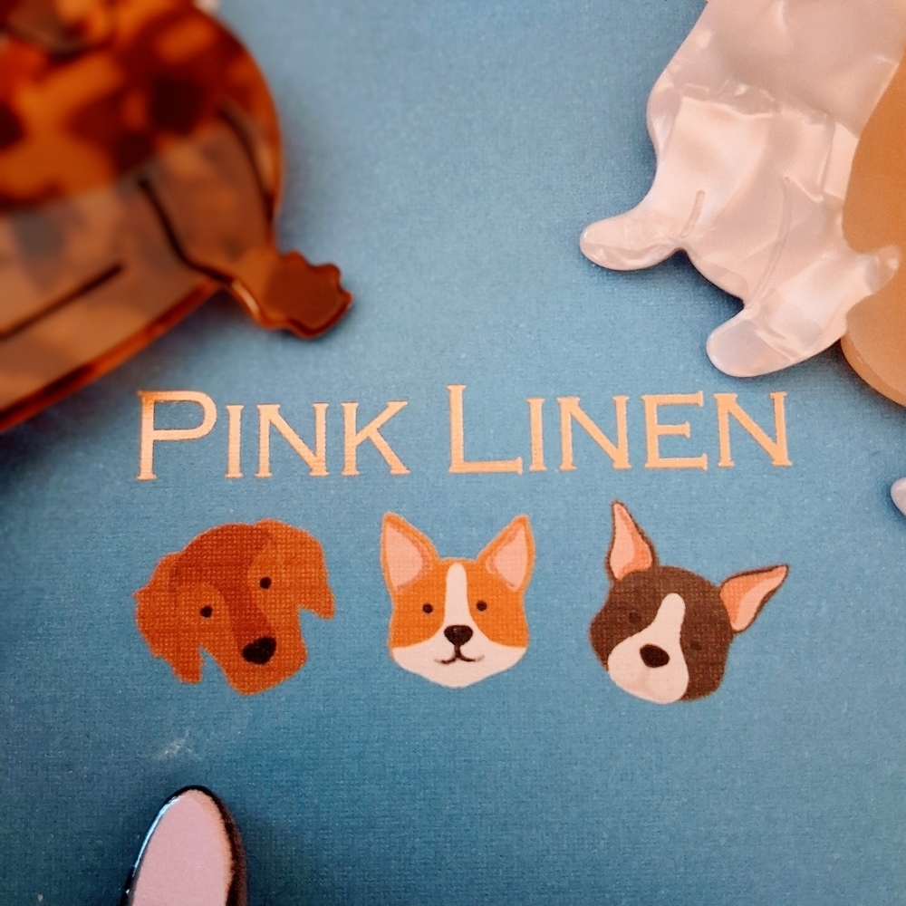 💥 Pink Linen Dog Hair Clip Set – Frenchie, Corgi, & Dachshund - Picture 6 of 6